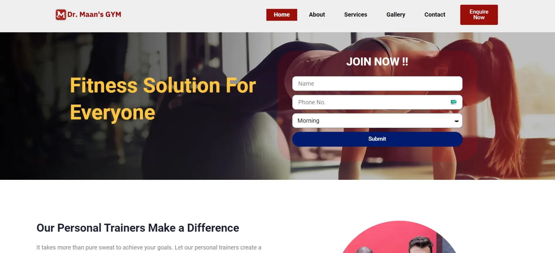 Gym website by Jatin Garg - Facebook Ads expert