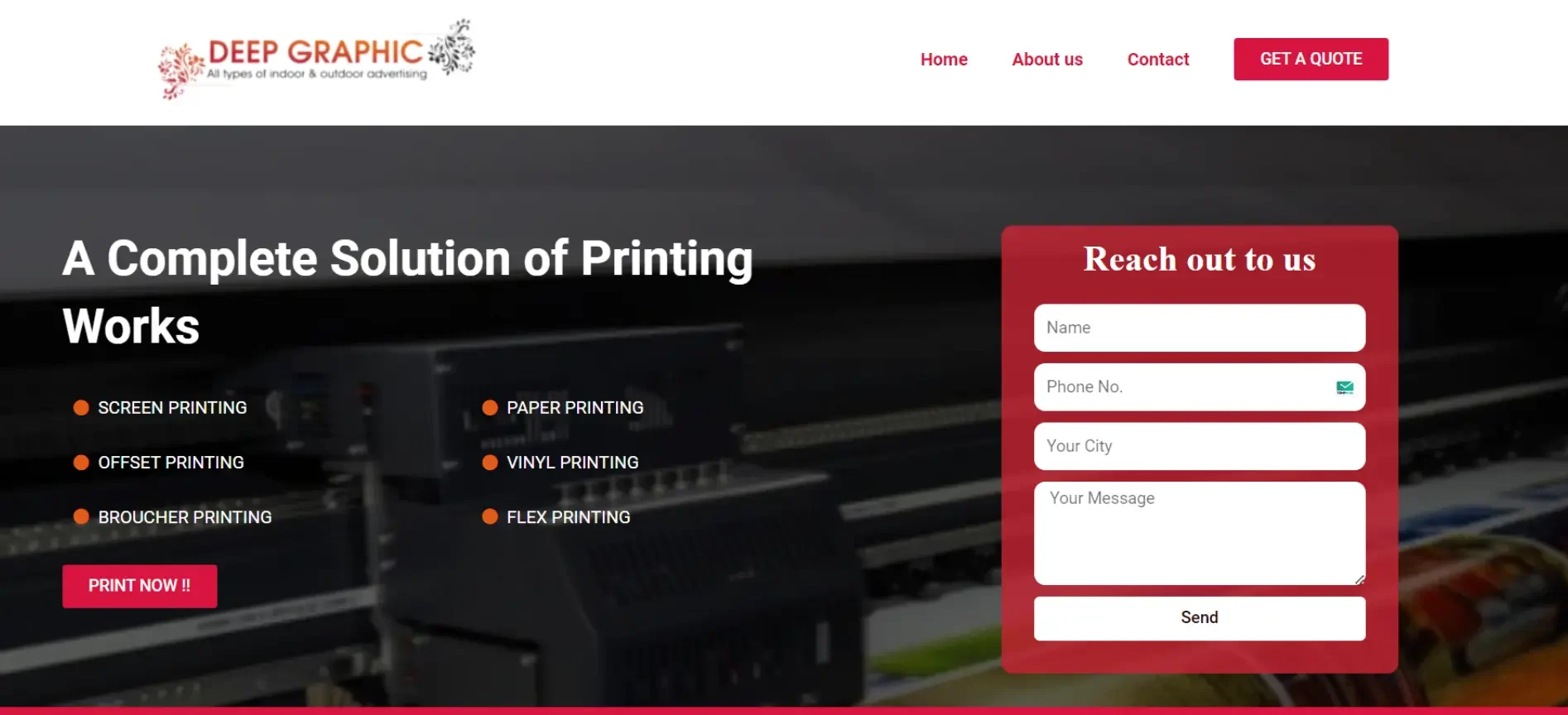 Printing Press website by Jatin Garg - Facebook Ads expert